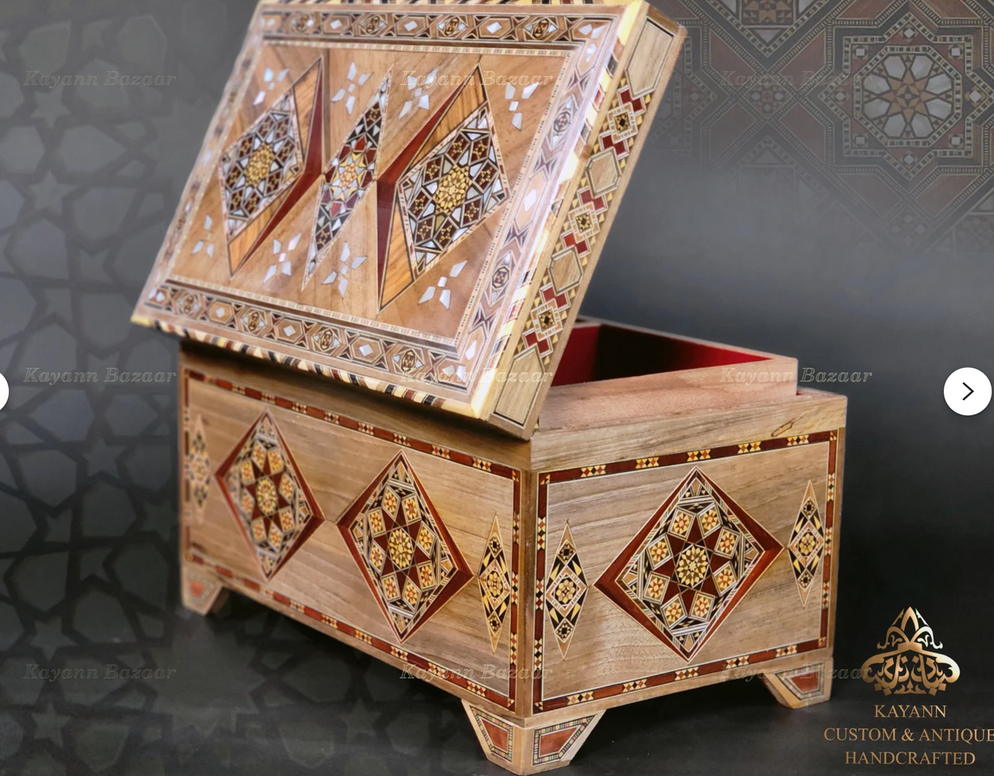 Large Handmade Mosaic Box Inlaid with Mother of Pearl