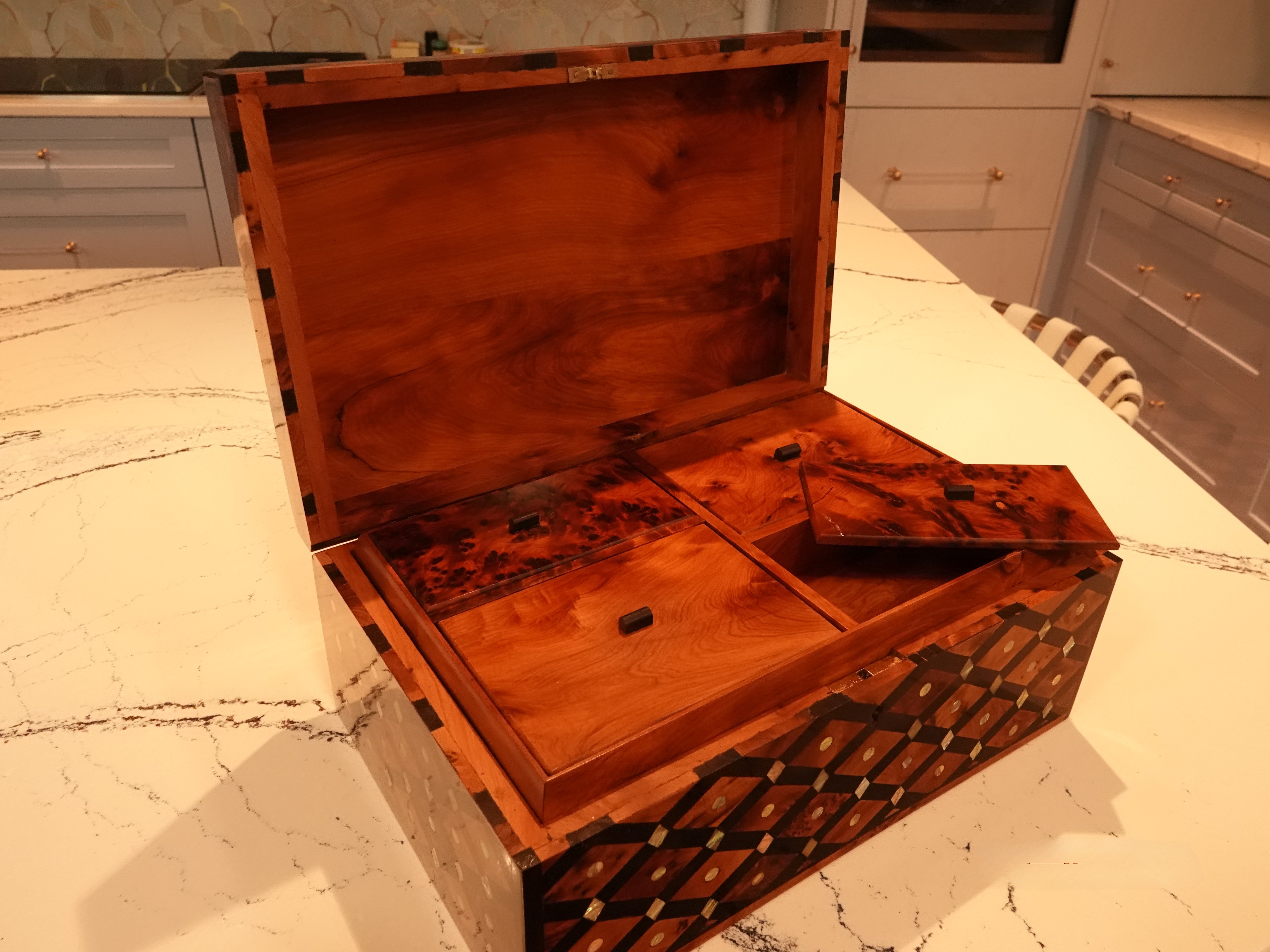 Large Handmade Burl Wood Jewelry Box - LuxSense