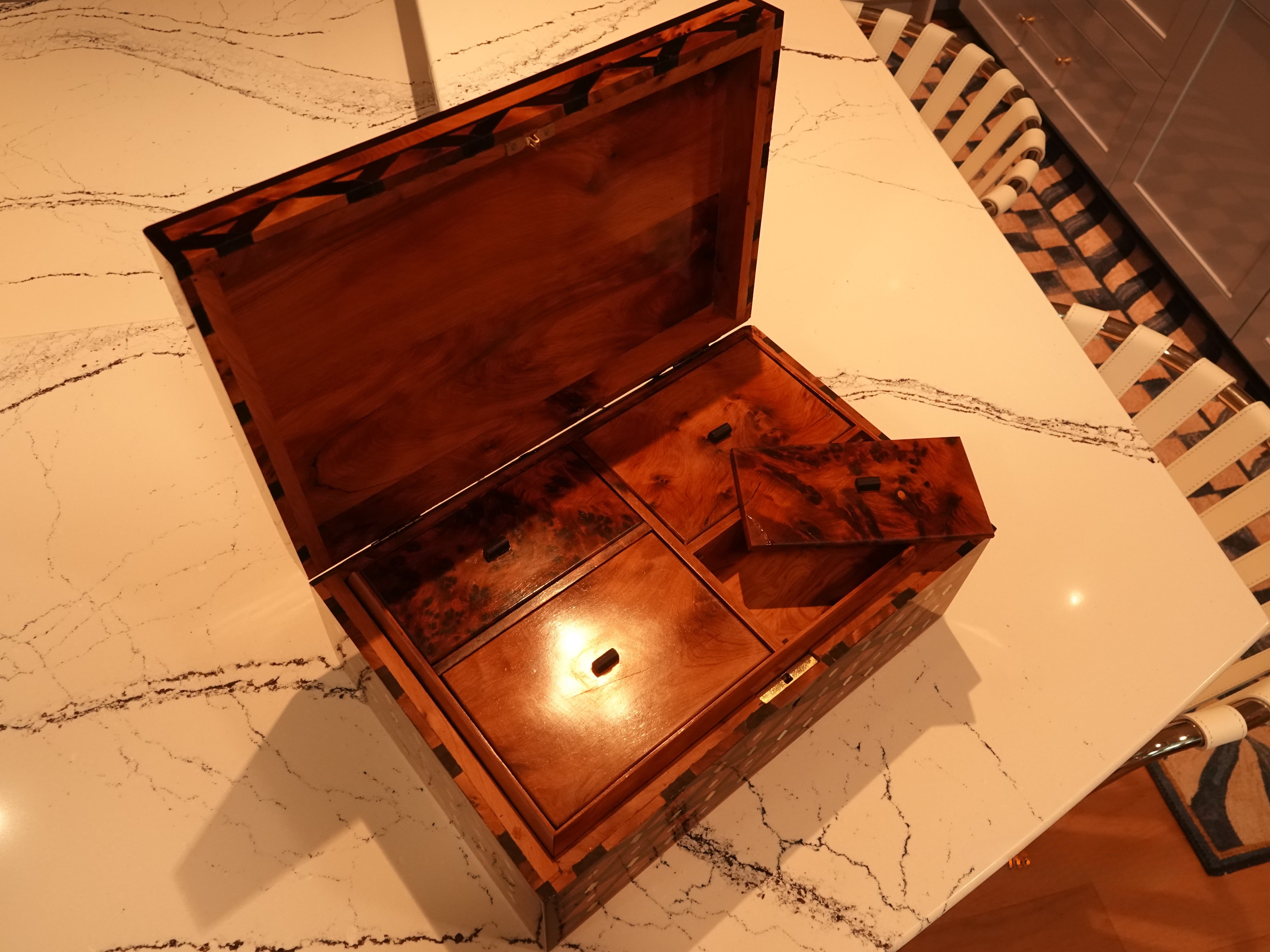 Large Handmade Burl Wood Jewelry Box - LuxSense