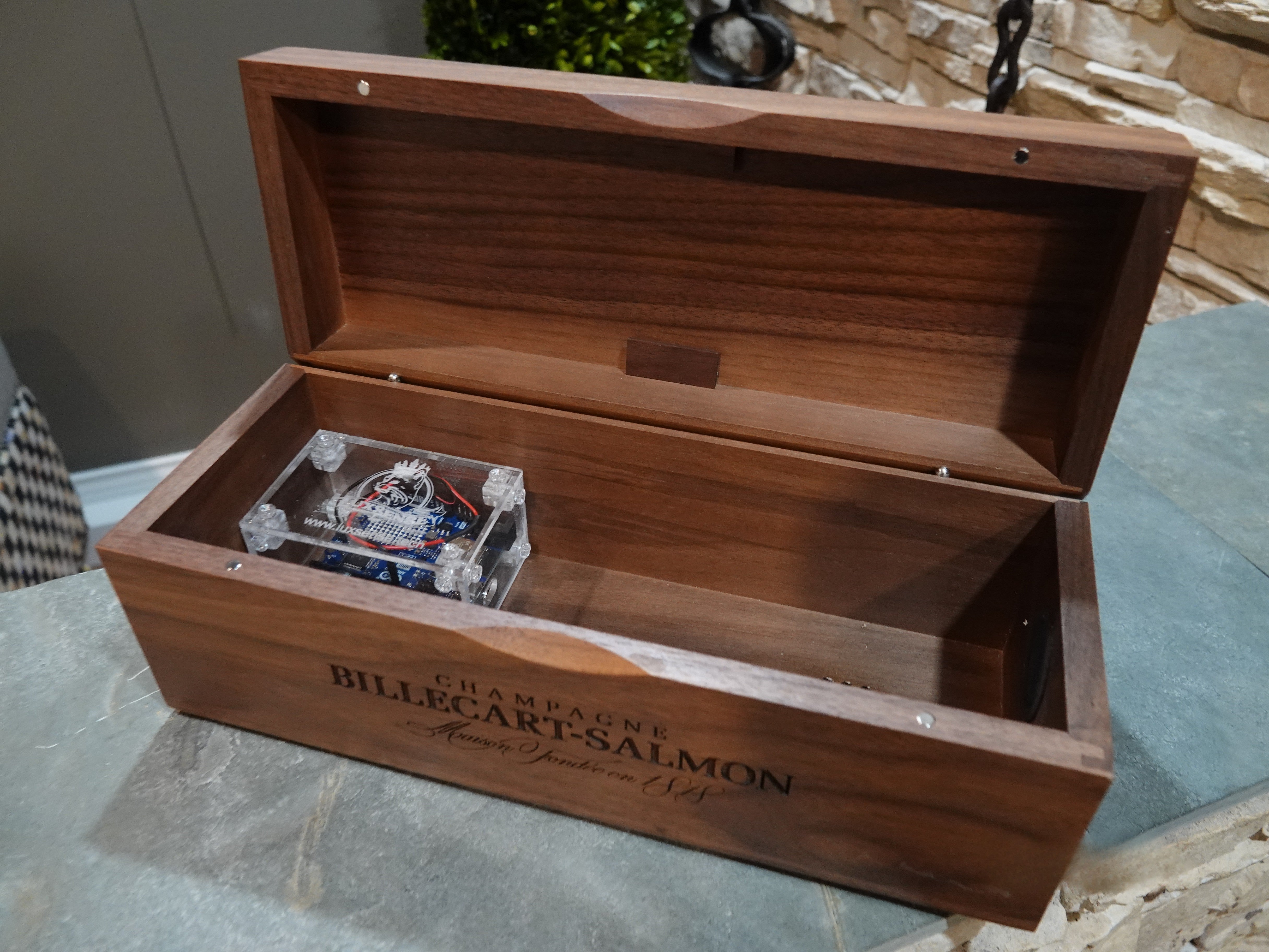 Solid Walnut Champagne Box from Billecart-Salmon - LuxSense