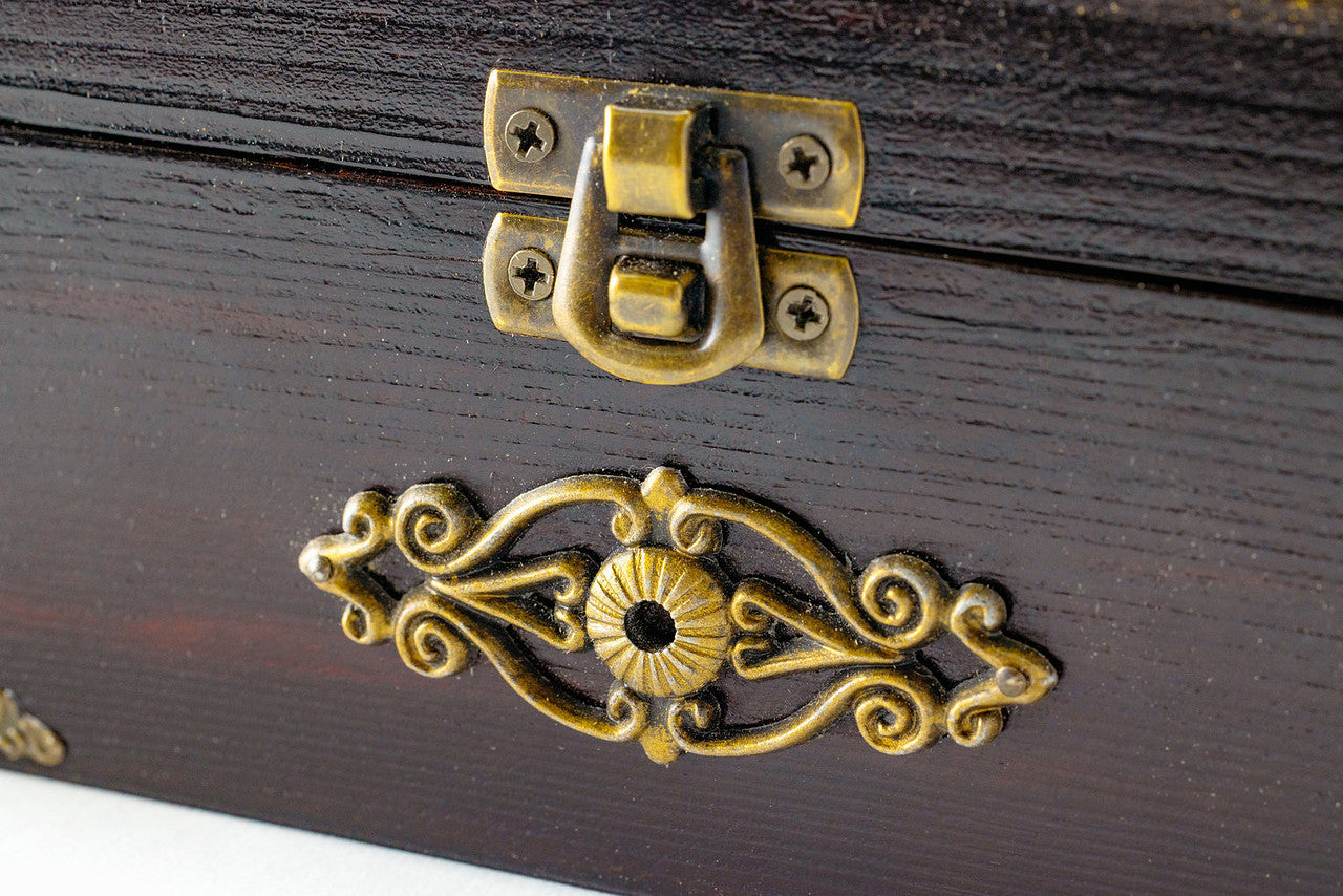 Antique Style Wooden Box Decorated with Floral Painting