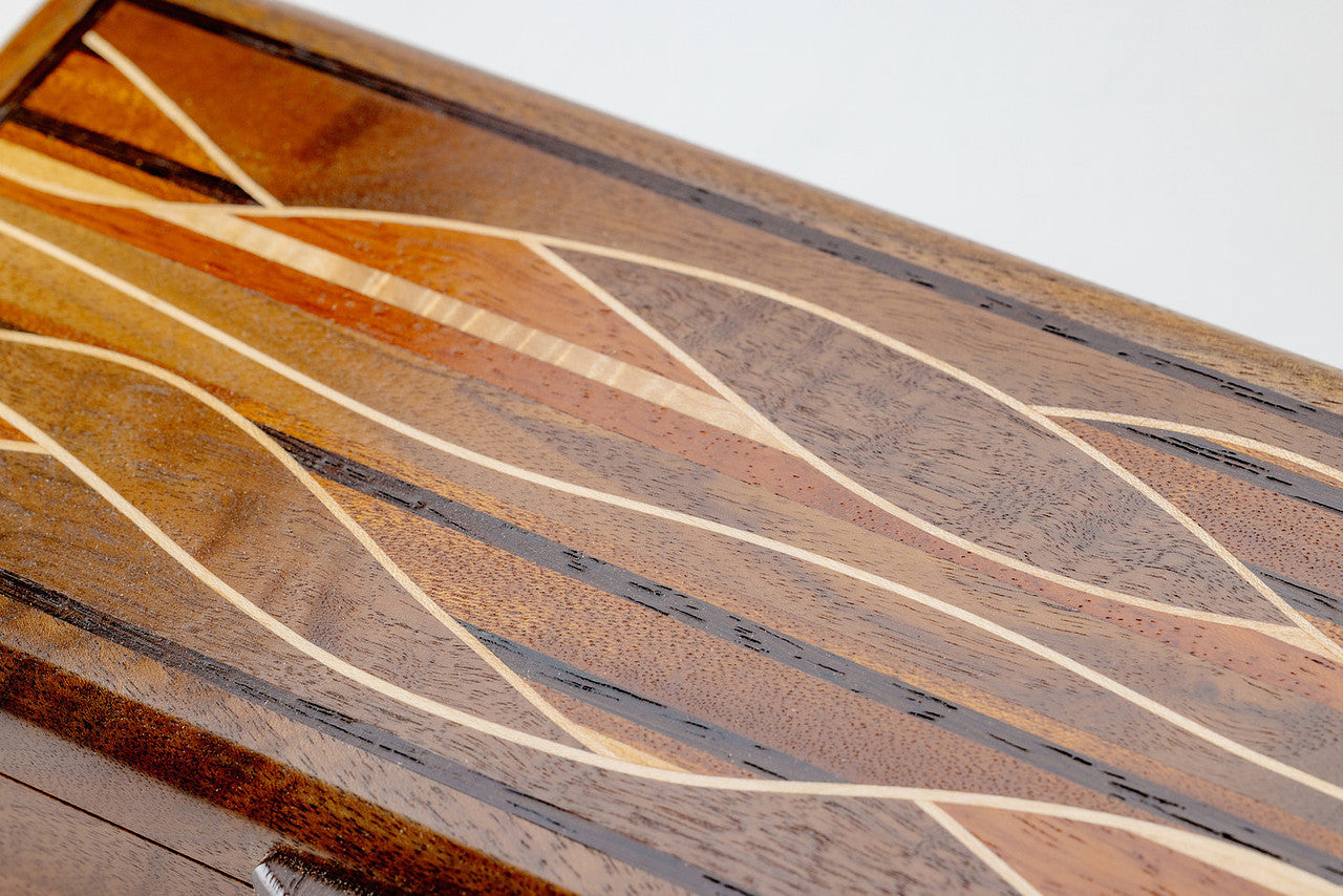 Beautiful Wood Storage Box with Intricate Inlay