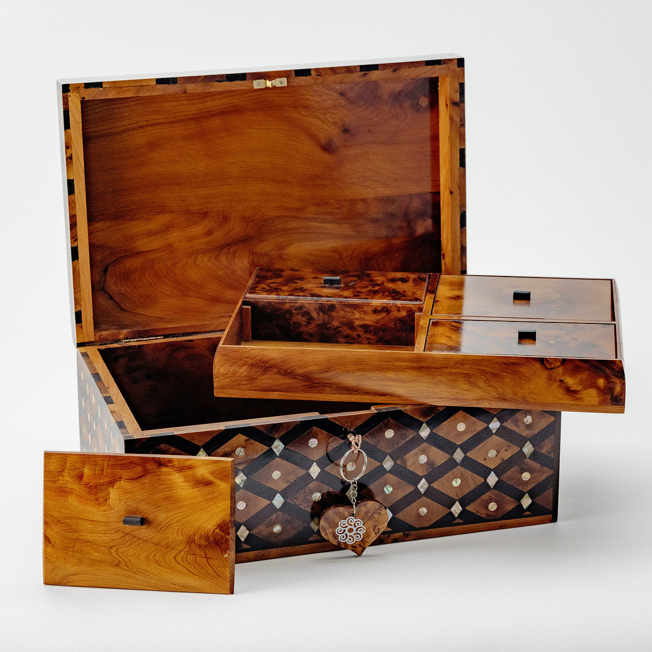 Large Handmade Burl Wood Jewelry Box