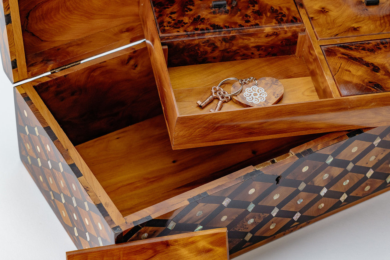 Large Handmade Burl Wood Jewelry Box