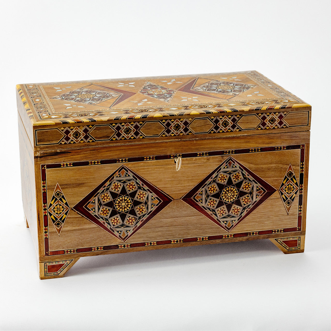 Large Handmade Mosaic Box Inlaid with Mother of Pearl