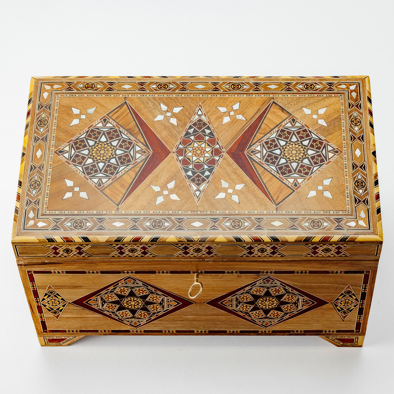 Large Handmade Mosaic Box Inlaid with Mother of Pearl