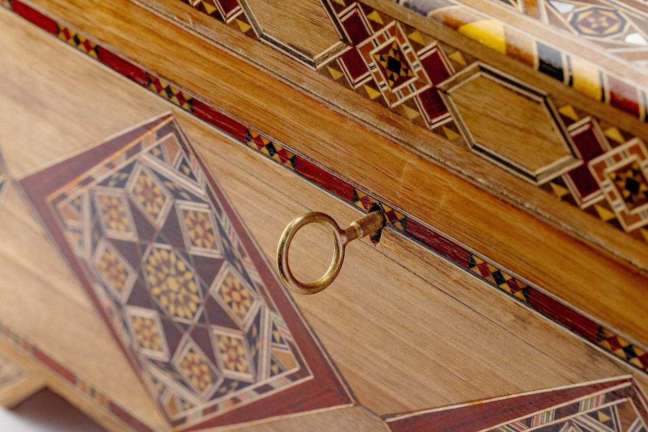 Large Handmade Mosaic Box Inlaid with Mother of Pearl