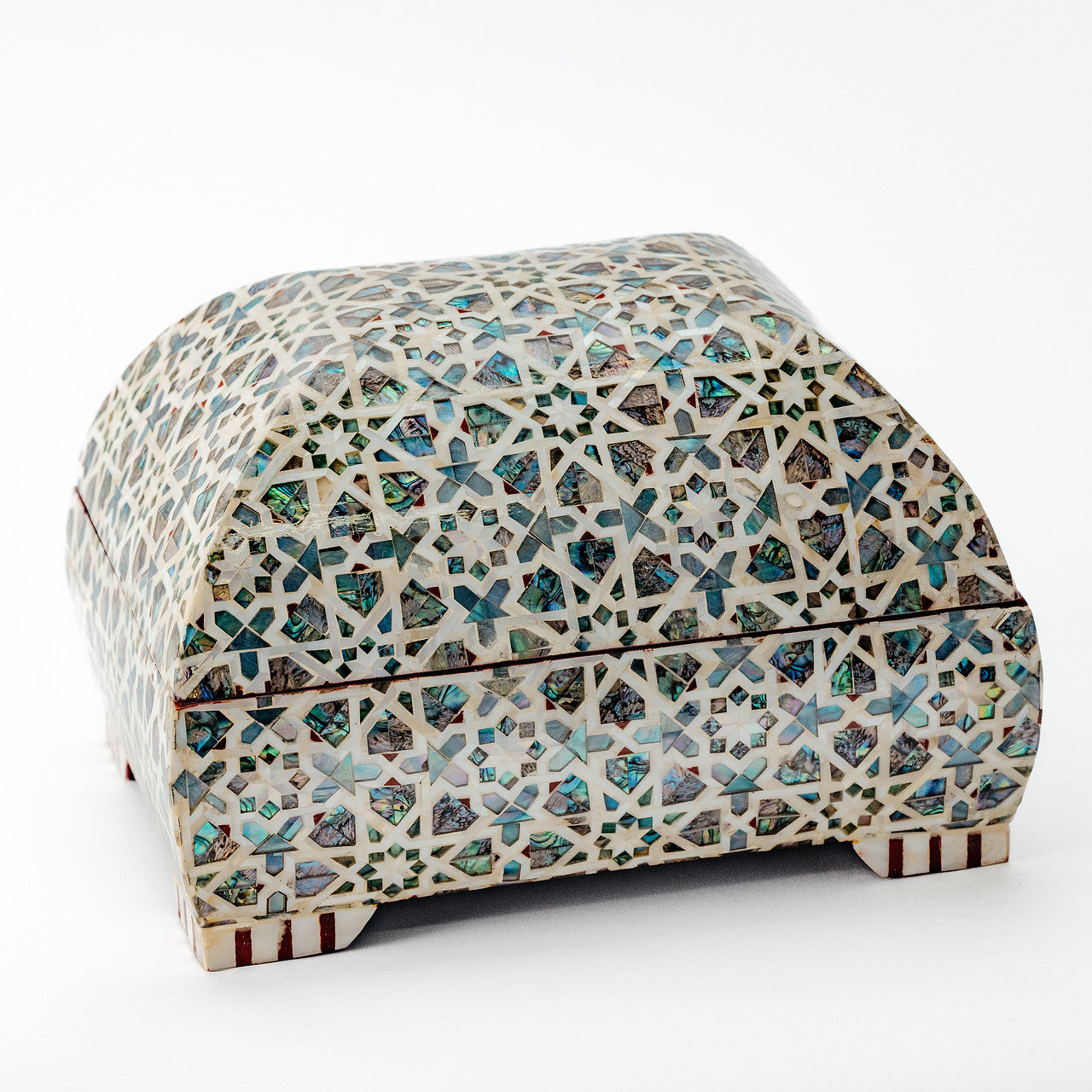 Unique Mother of Pearl Mosaic Covered Wooden Box