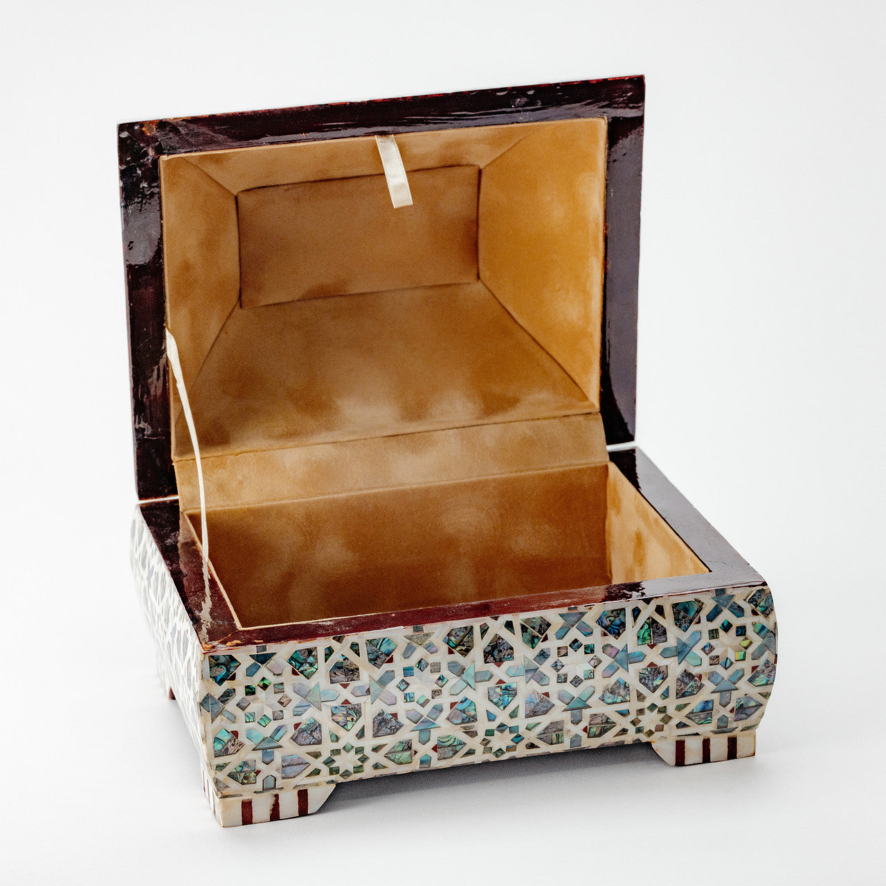 Unique Mother of Pearl Mosaic Covered Wooden Box