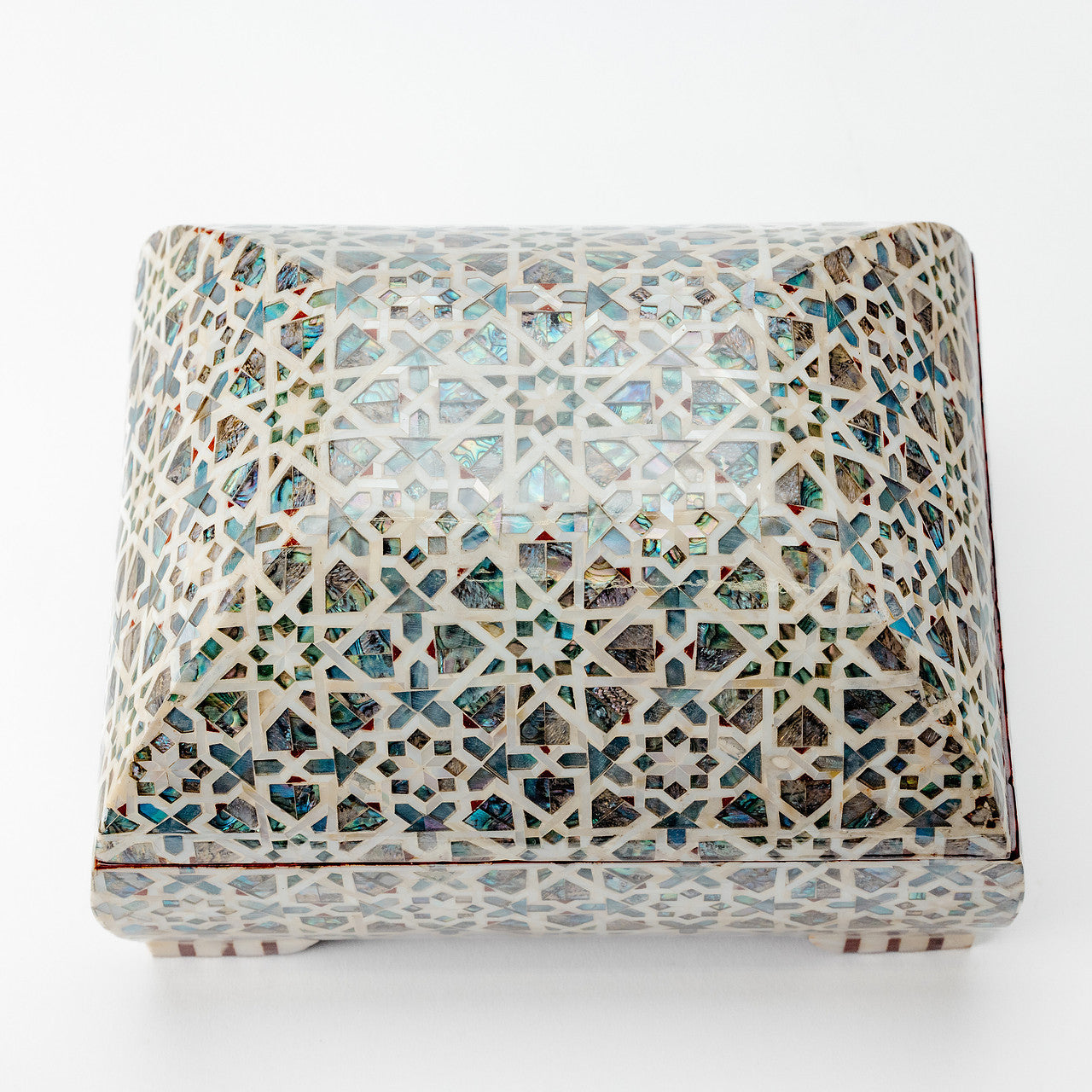 Unique Mother of Pearl Mosaic Covered Wooden Box