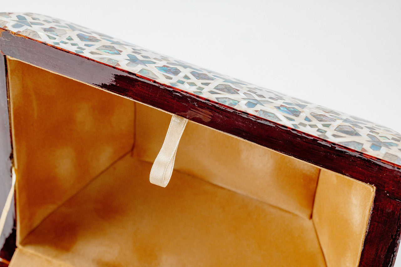 Unique Mother of Pearl Mosaic Covered Wooden Box