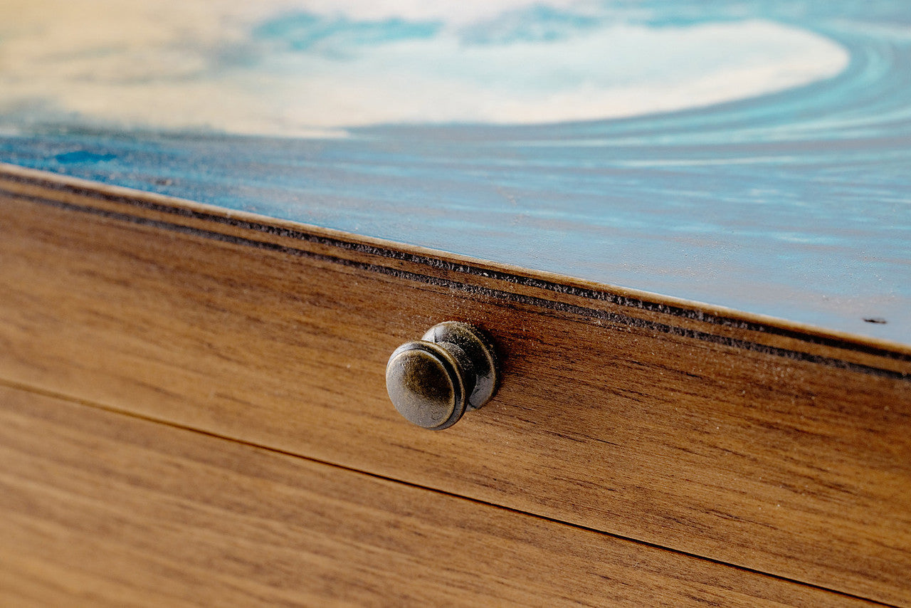 Rustic Blue Ocean Wave Wooden Box