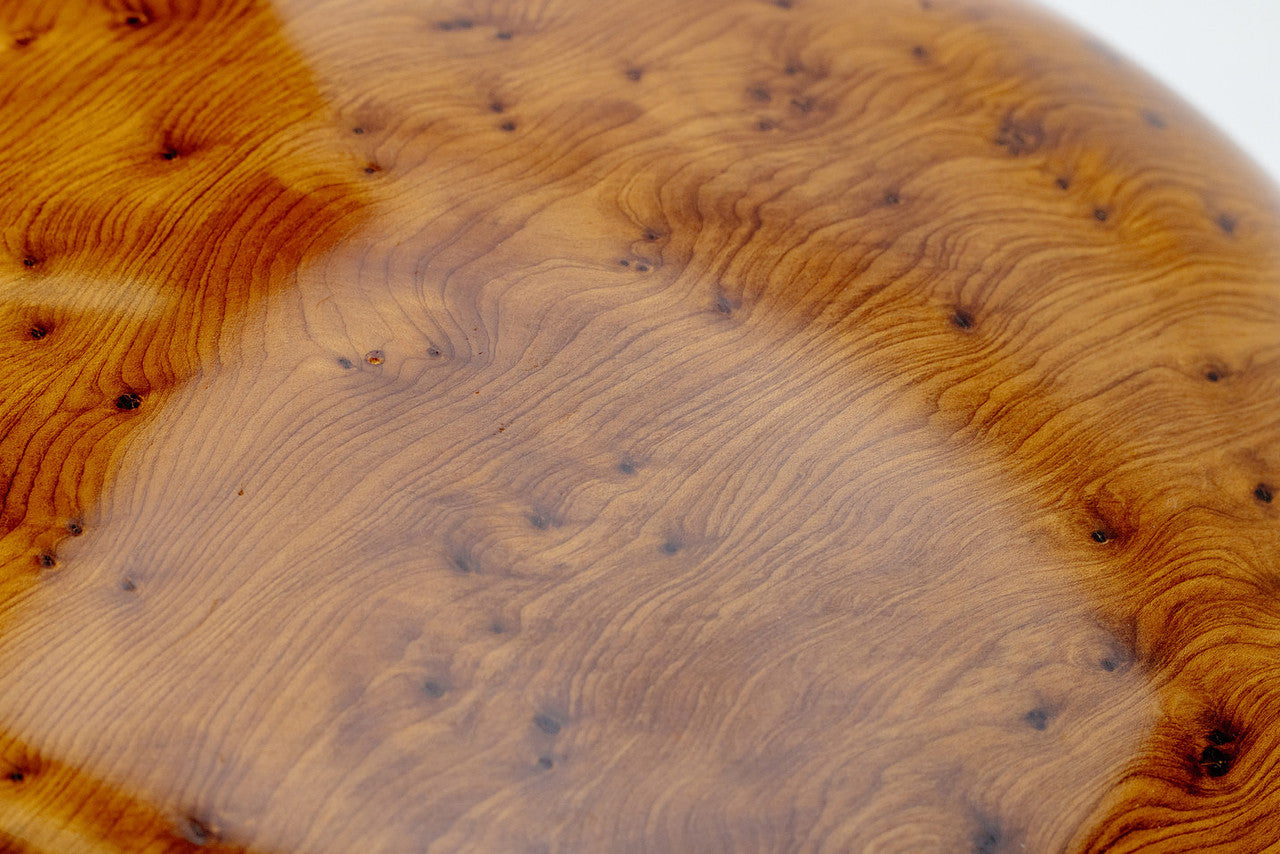 Large Handmade Squat Round ThuaBurl Wood Bowl & Lid