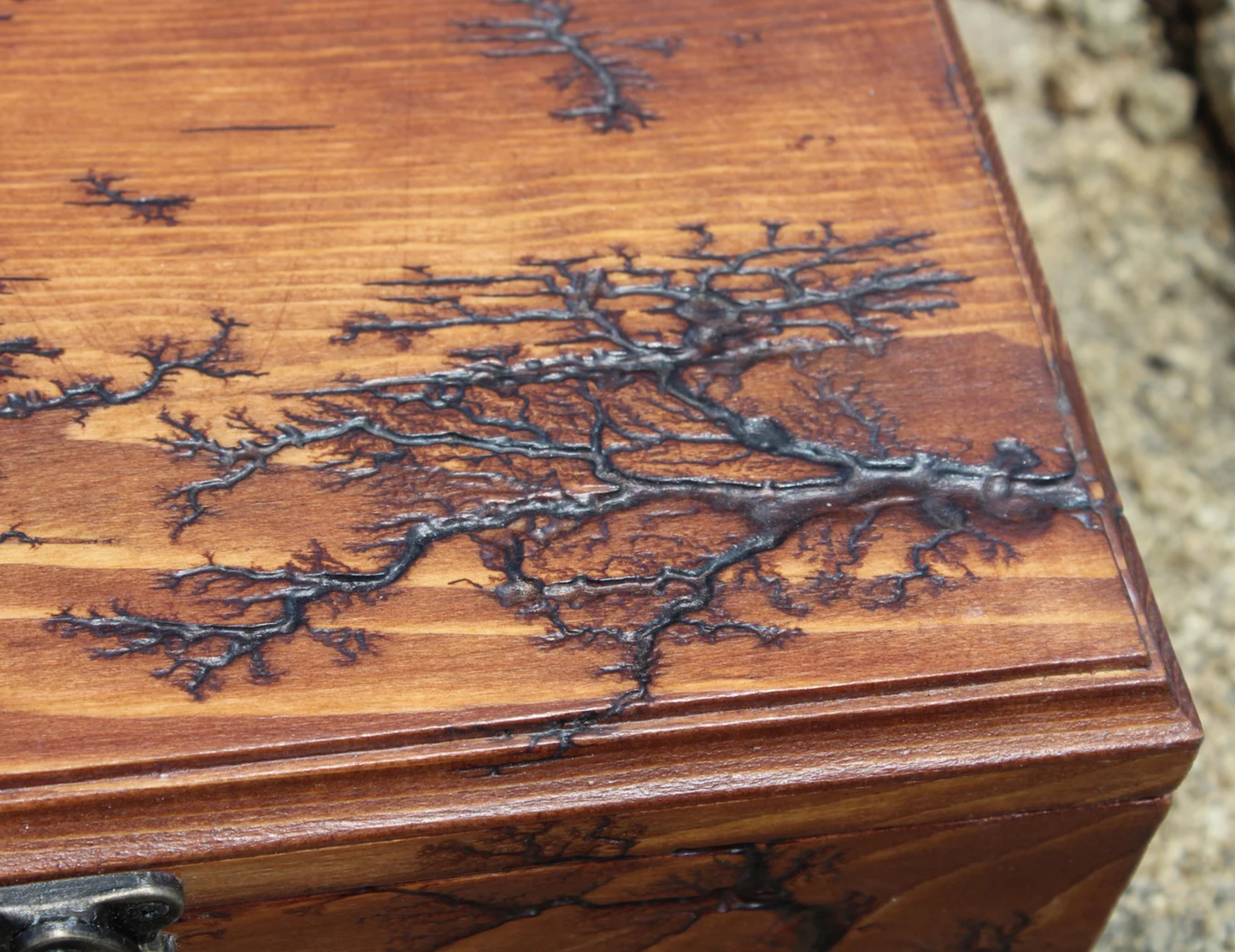 Rustic Handmade Box with Lichtenberg Figure Carvings
