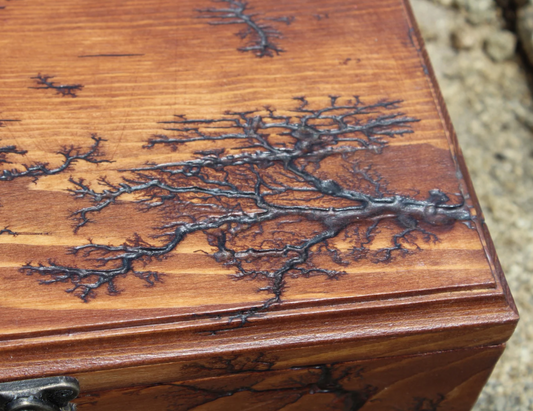 Rustic Handmade Box with Lichtenberg Figure Carvings