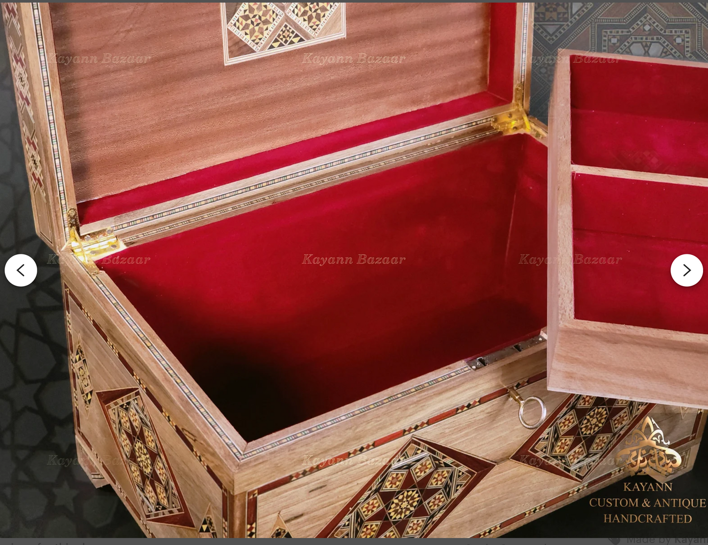 Large Handmade Mosaic Box Inlaid with Mother of Pearl