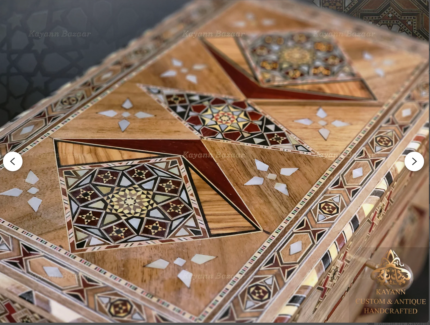 Large Handmade Mosaic Box Inlaid with Mother of Pearl