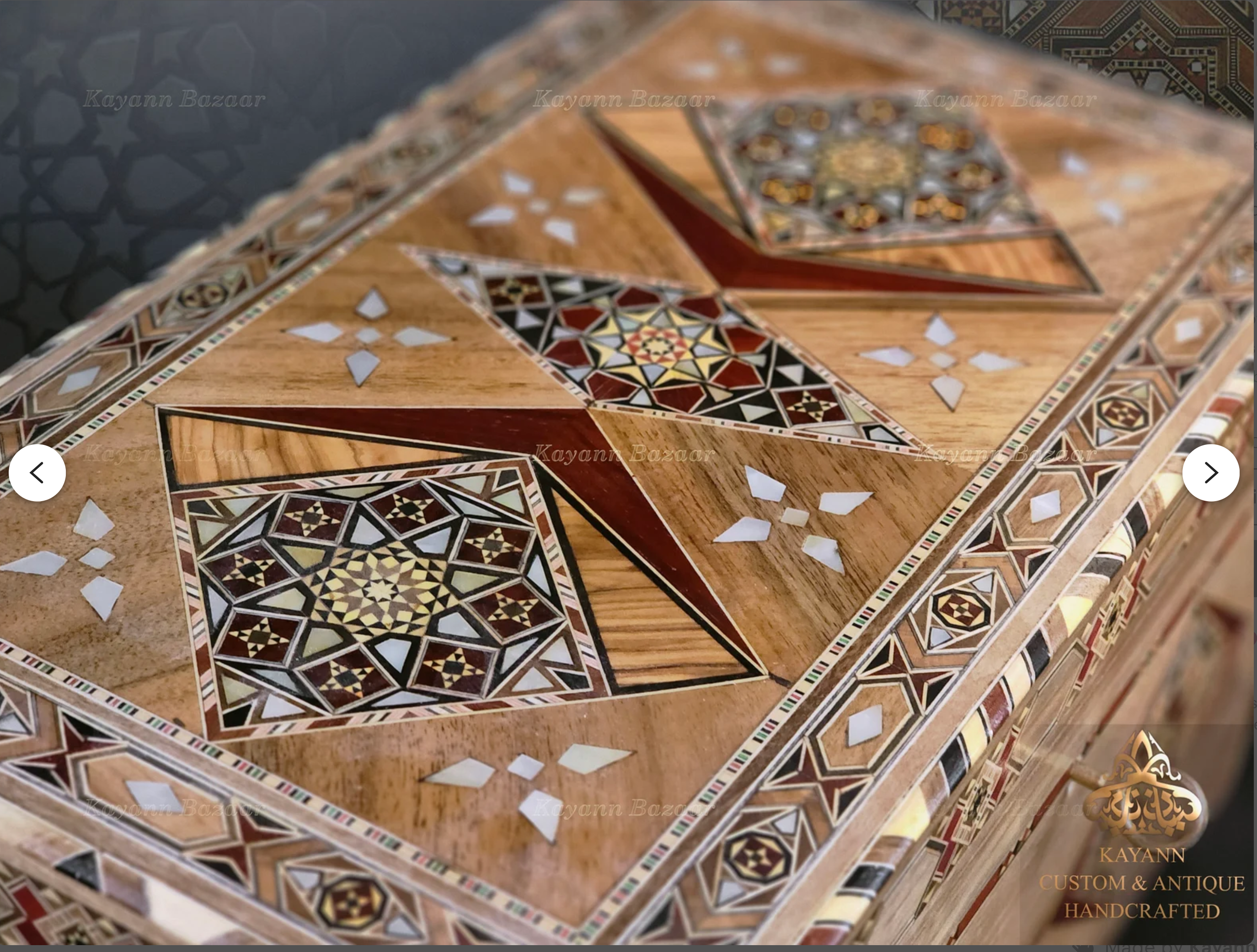 Large Handmade Mosaic Box Inlaid with Mother of Pearl - LuxSense