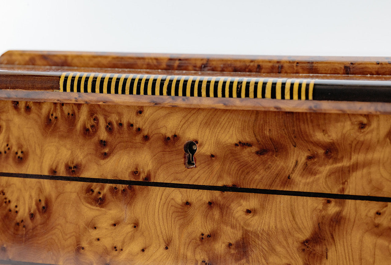 Large Thuya Wooden Box With Interior Mirror and Inlaid with Mother of Pearl