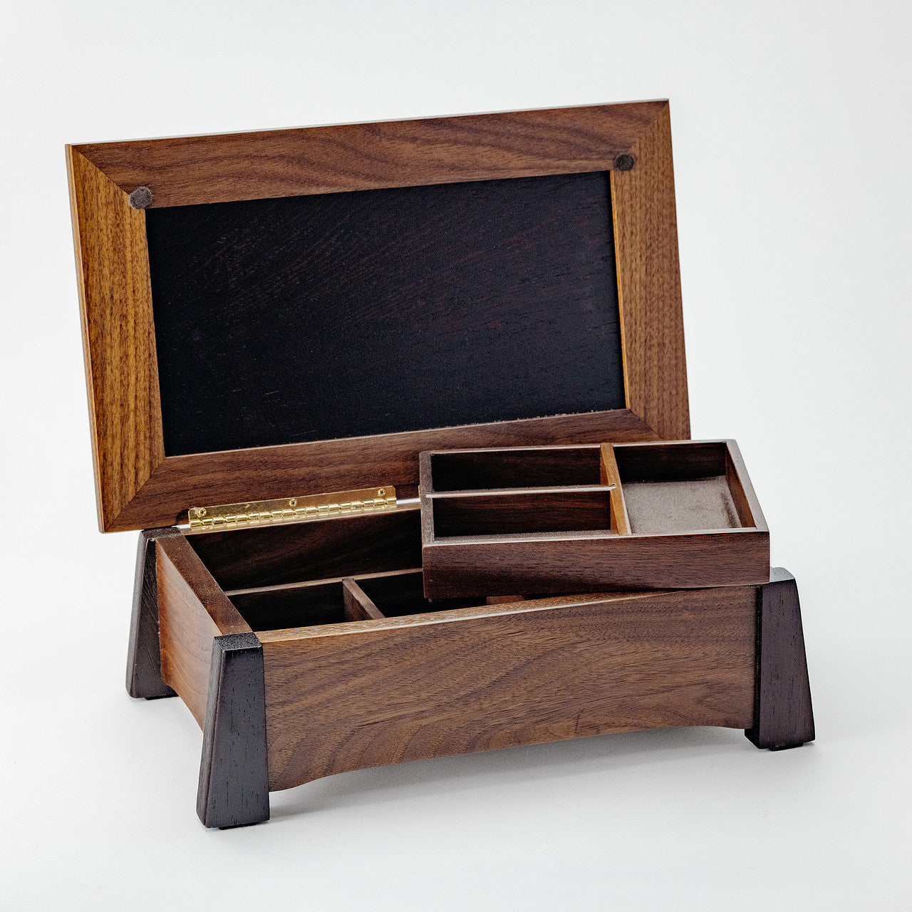 Walnut Unique Storage Box with removable jewelry tray