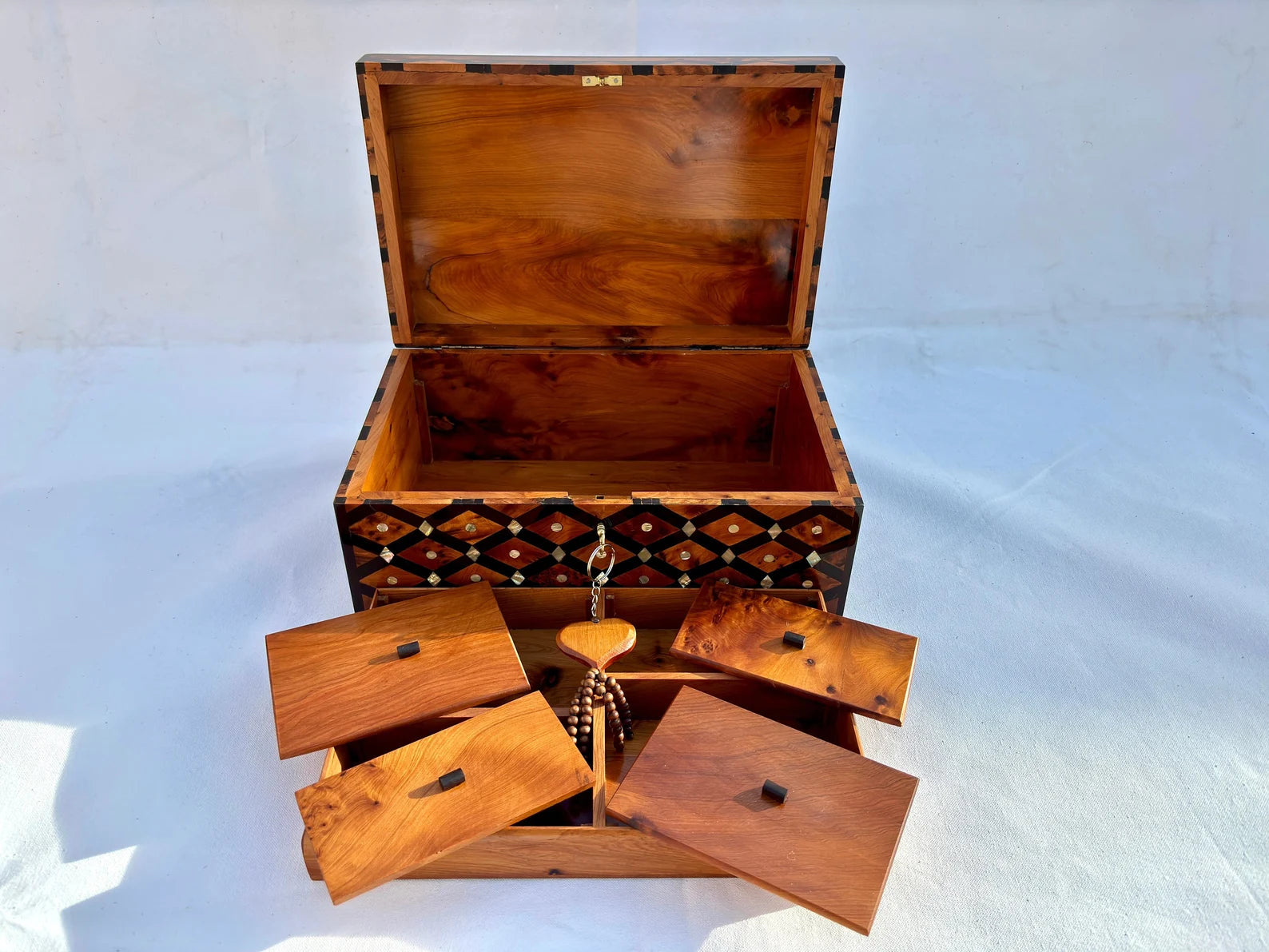 Large Handmade Burl Wood Jewelry Box - LuxSense