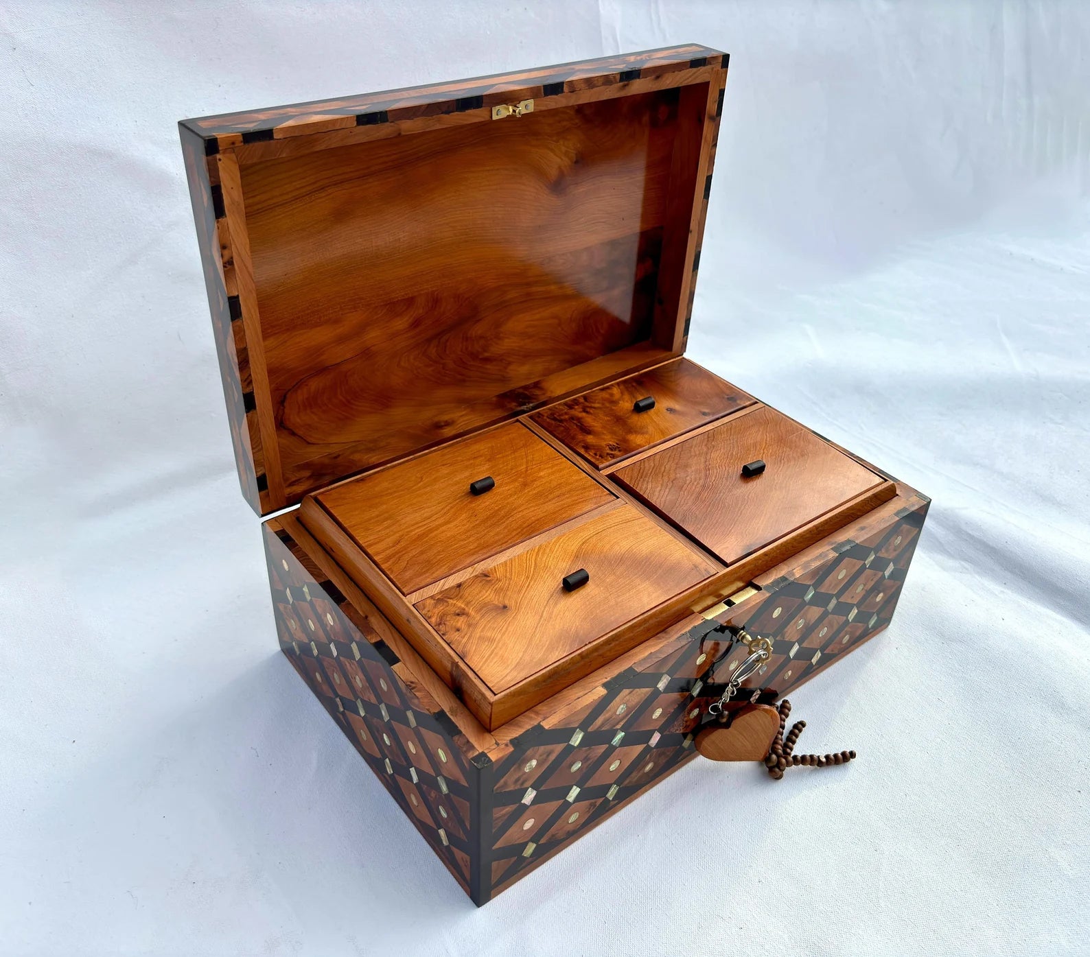 Large Handmade Burl Wood Jewelry Box - LuxSense